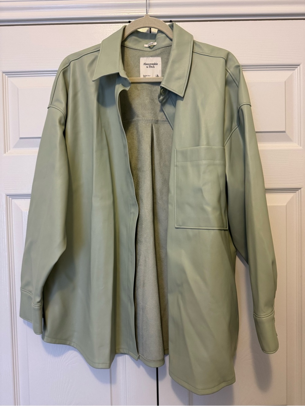Abercrombie & Fitch Sage Green Faux Leather Shacket